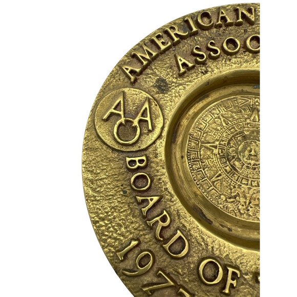 American Optometric Association Brass Trinket Dish 7" Board of Trustees 1974 - Picture 2 of 4